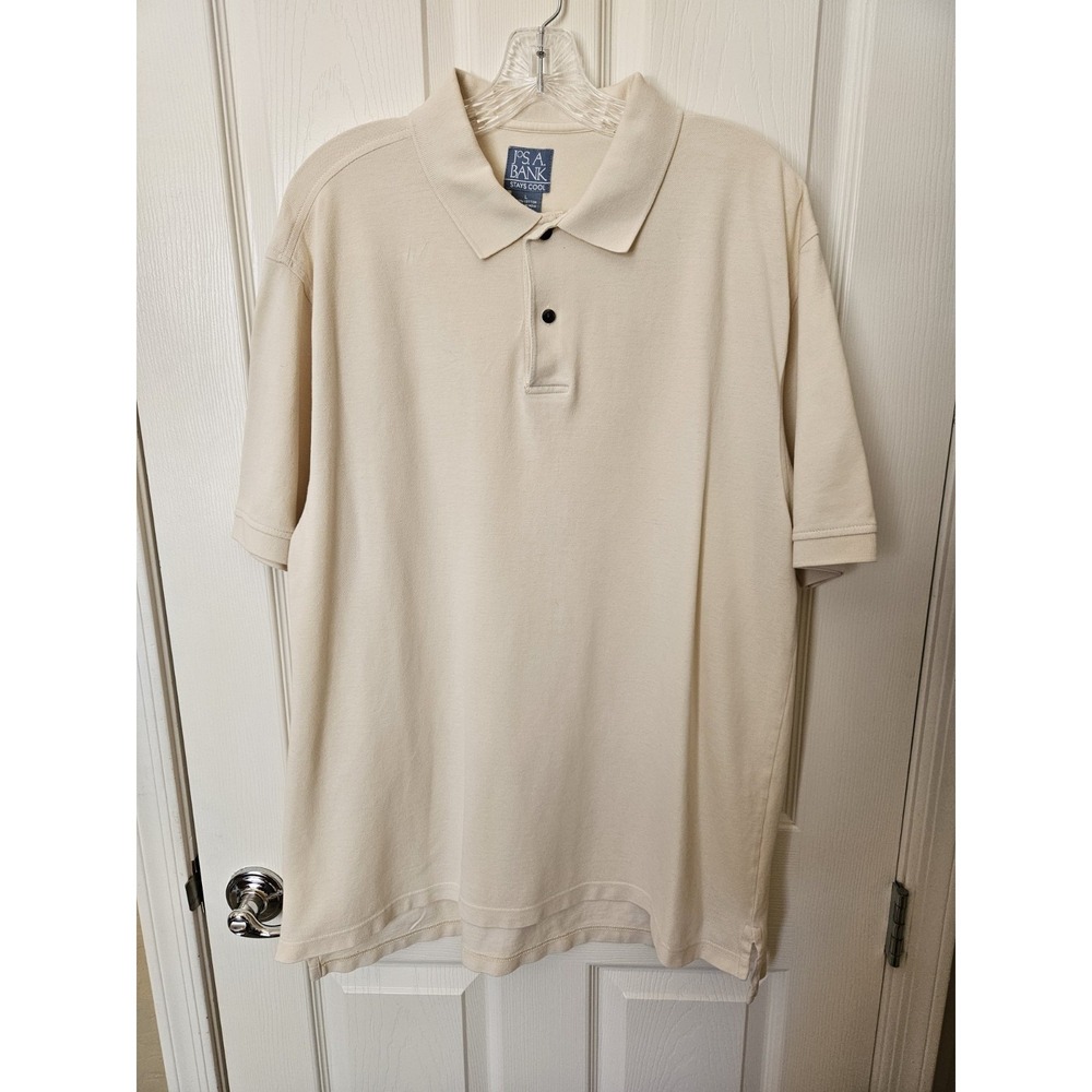 Jos. A. Bank Stays Cool 100% Cotton Short Sleeve Lt. Yellow Polo Golf Shirt, LG